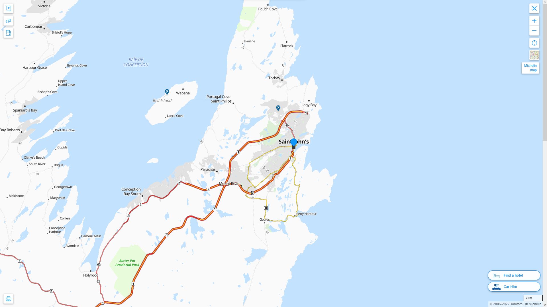 St. John's Highway and Road Map